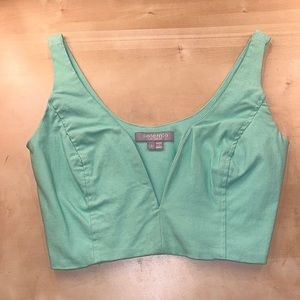 Mint Crop Top Tank Top, Low Cut, Plunge, Deep V Neck. Size Small. Mint Green!
